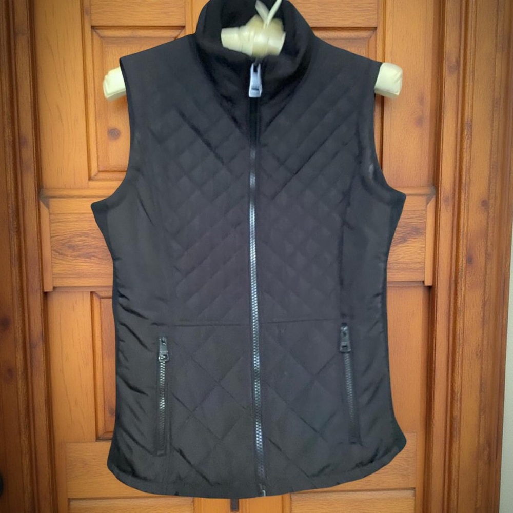 Black Quilted Zip Up Warm Winter Vest